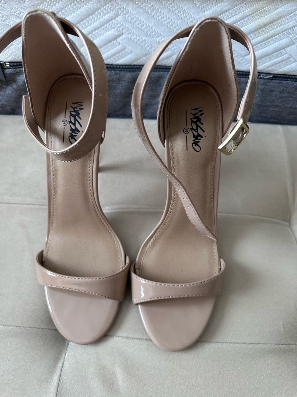 Mossimo Nude Patent Ankle-Strap Heels